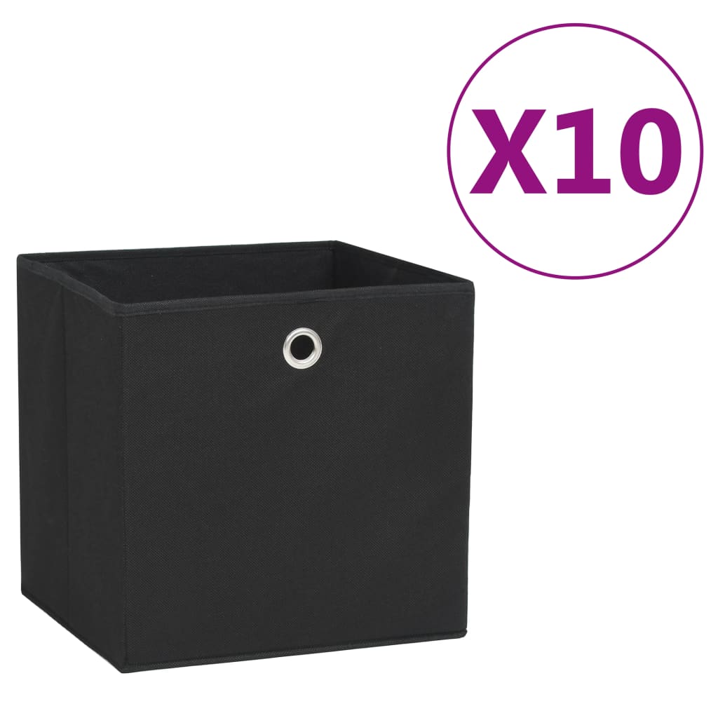 vidaXL Storage Boxes 10 pcs Non-woven Fabric 11x11x11 Black