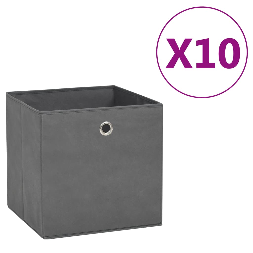vidaXL Storage Boxes 10 pcs Non-woven Fabric 11x11x11 Gray