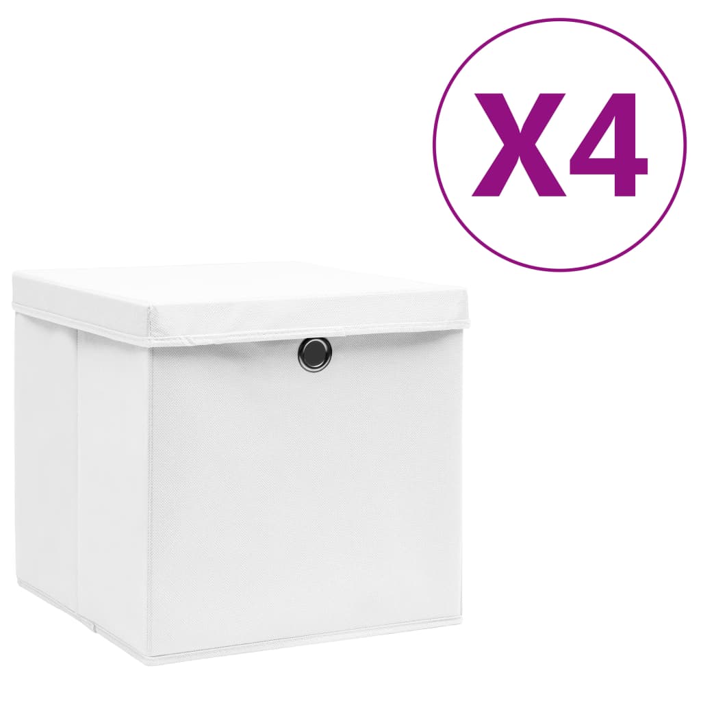vidaXL Storage Boxes with Covers 4 pcs 11x11x11 White