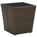vidaXL Tea Table Brown 16.3x16.3x17.3 Poly Rattan and Tempered Glass