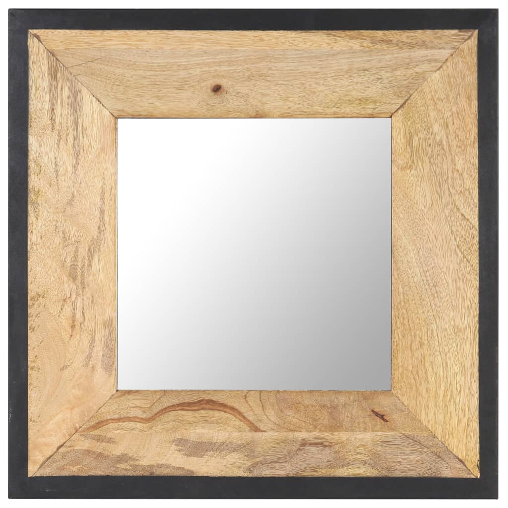 Vidaxl Solid Mango Wood Mirror, Natural Finish Wooden Mirror, Non-Assembly, Perfect Size 19.7&quot;X19.7&quot;X1&quot;, Brown, Wall-Mounted, Unique Farmhouse Style Decor