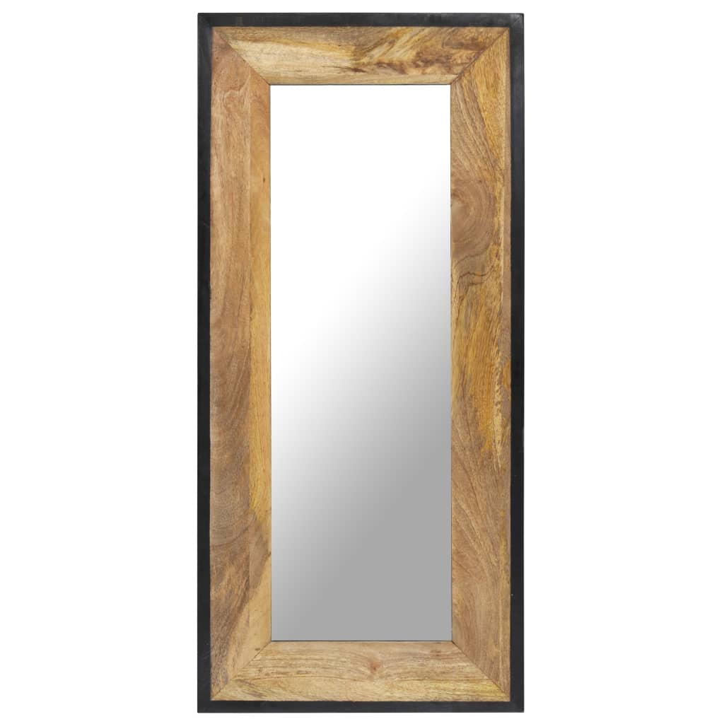 Vidaxl Rectangular Wall Mounted Mirror - Solid Mango Wood - Brown - Rectangle - Large - 43.3&quot; X 19.7&quot; X 1&quot; - Farmhouse Style - Decorative And Practical.