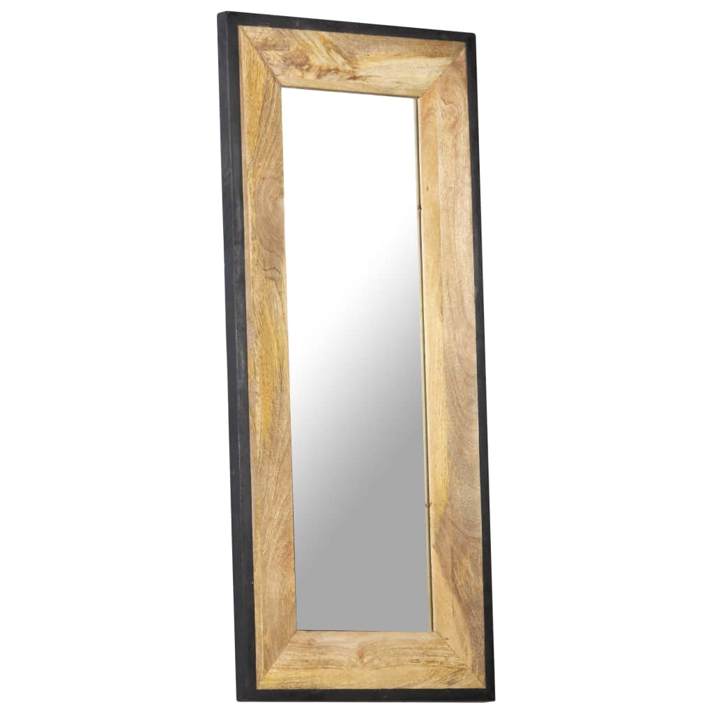 Vidaxl Rectangular Wall Mounted Mirror - Solid Mango Wood - Brown - Rectangle - Large - 43.3&quot; X 19.7&quot; X 1&quot; - Farmhouse Style - Decorative And Practical.