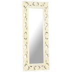 Vidaxl Hand Carved Mirror White 43.3"X19.7" Solid Mango Wood