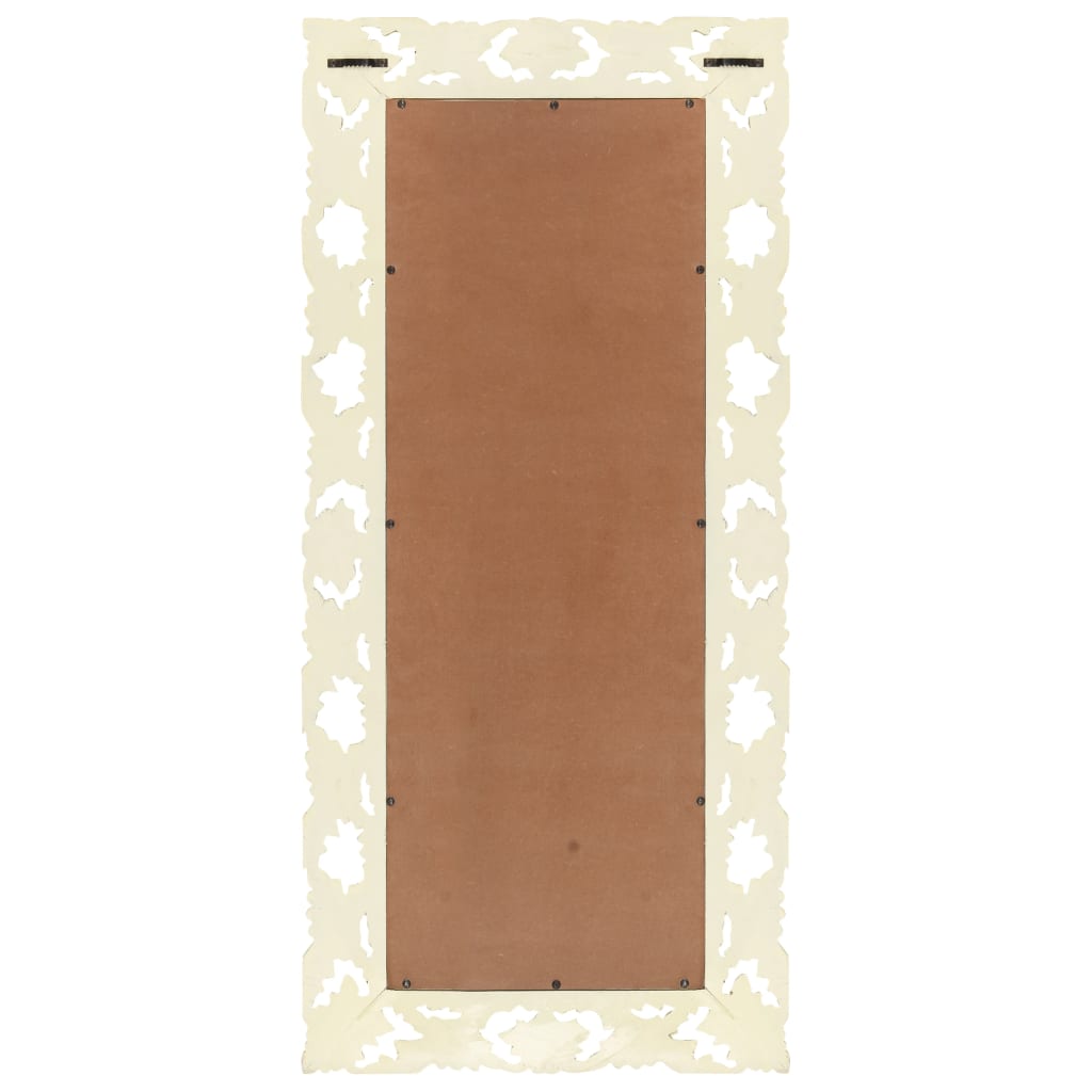 Vidaxl Hand Carved Mirror White 43.3&quot;X19.7&quot; Solid Mango Wood