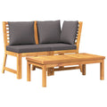 vidaXL 3 Piece Patio Lounge Set with Dark Gray Cushion Solid Acacia Wood