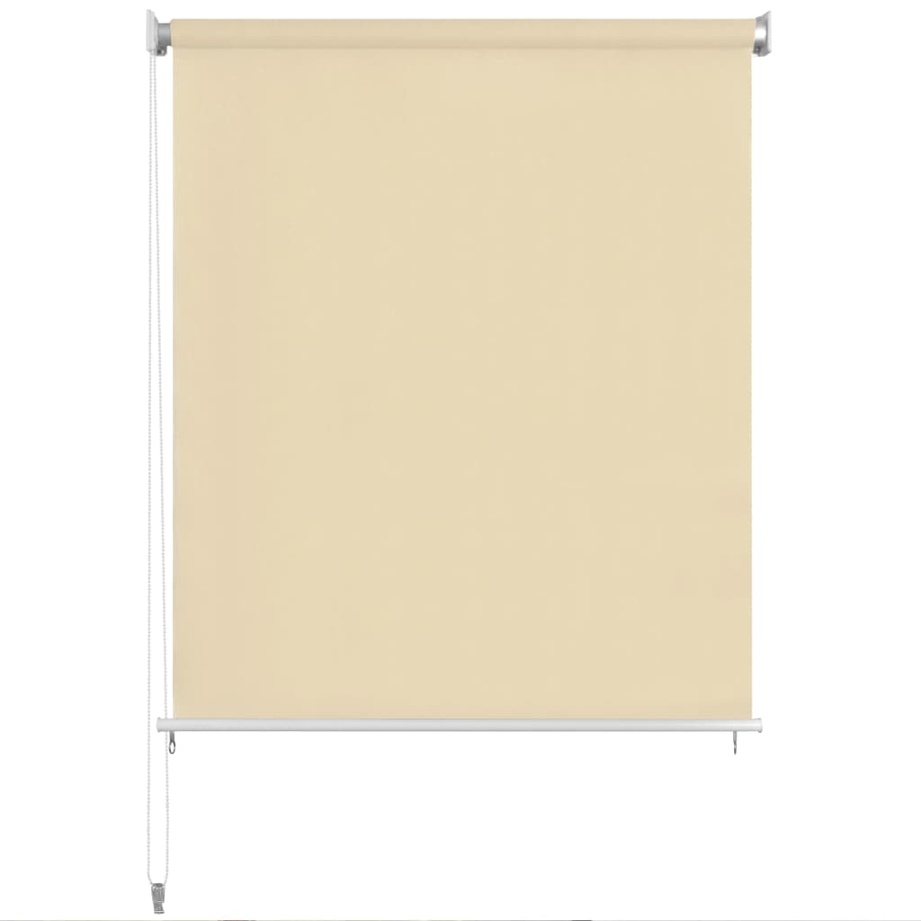 Vidaxl Outdoor Roller Blind In Cream, High-Density Polyethylene (Hdpe), Blocks 90% Uv Light, For Porches, Patios, And Balconies, Easy Installation