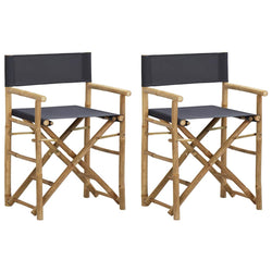 vidaXL Folding Directors Chairs 2 pcs Dark Gray Bamboo and Fabric