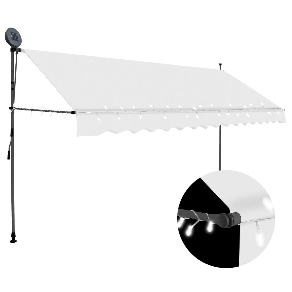 vidaXL Manual Retractable Awning with LED 157.5 Cream