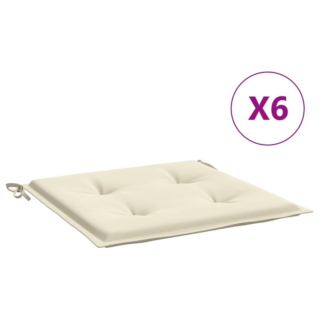 vidaXL Garden Chair Cushions 6 pcs Cream 19.7x19.7x1.2 Fabric