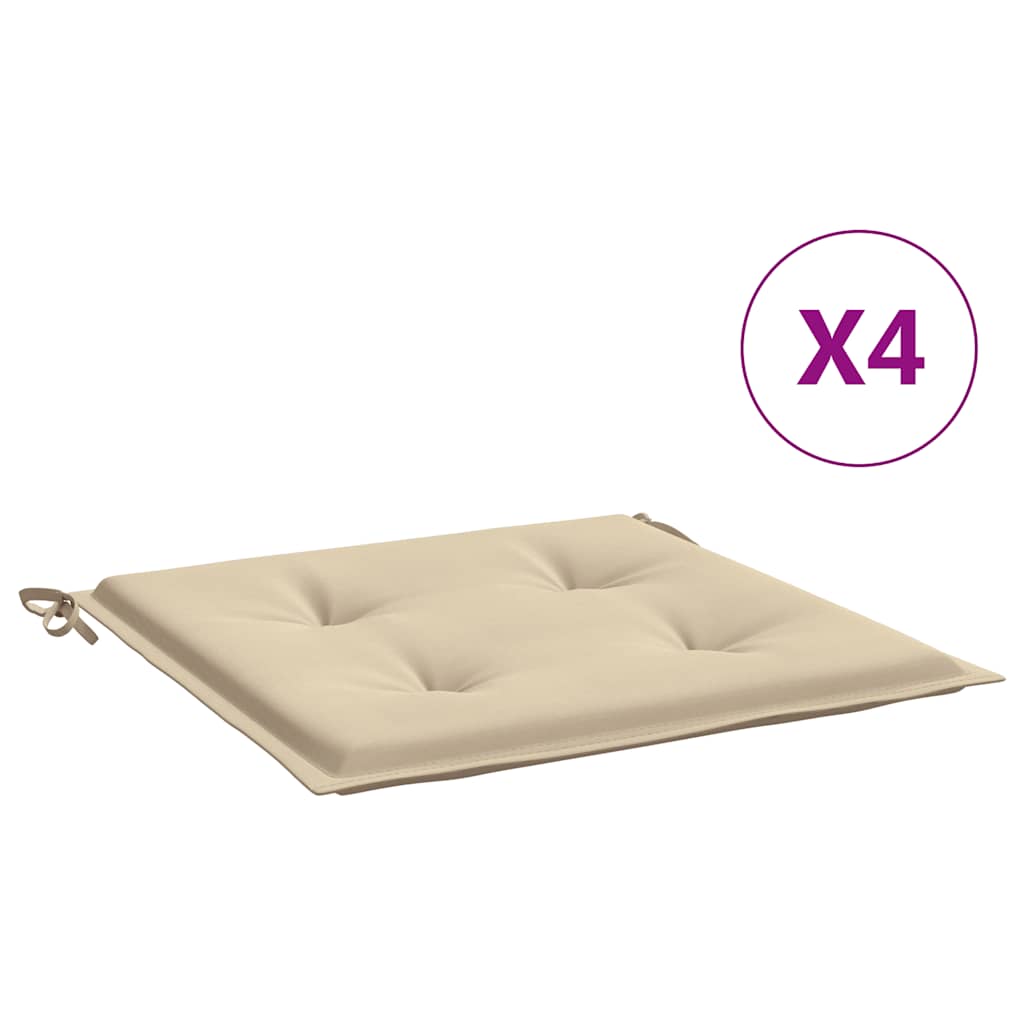 vidaXL Garden Chair Cushions 4 pcs Beige 19.7x19.7x1.2 Fabric