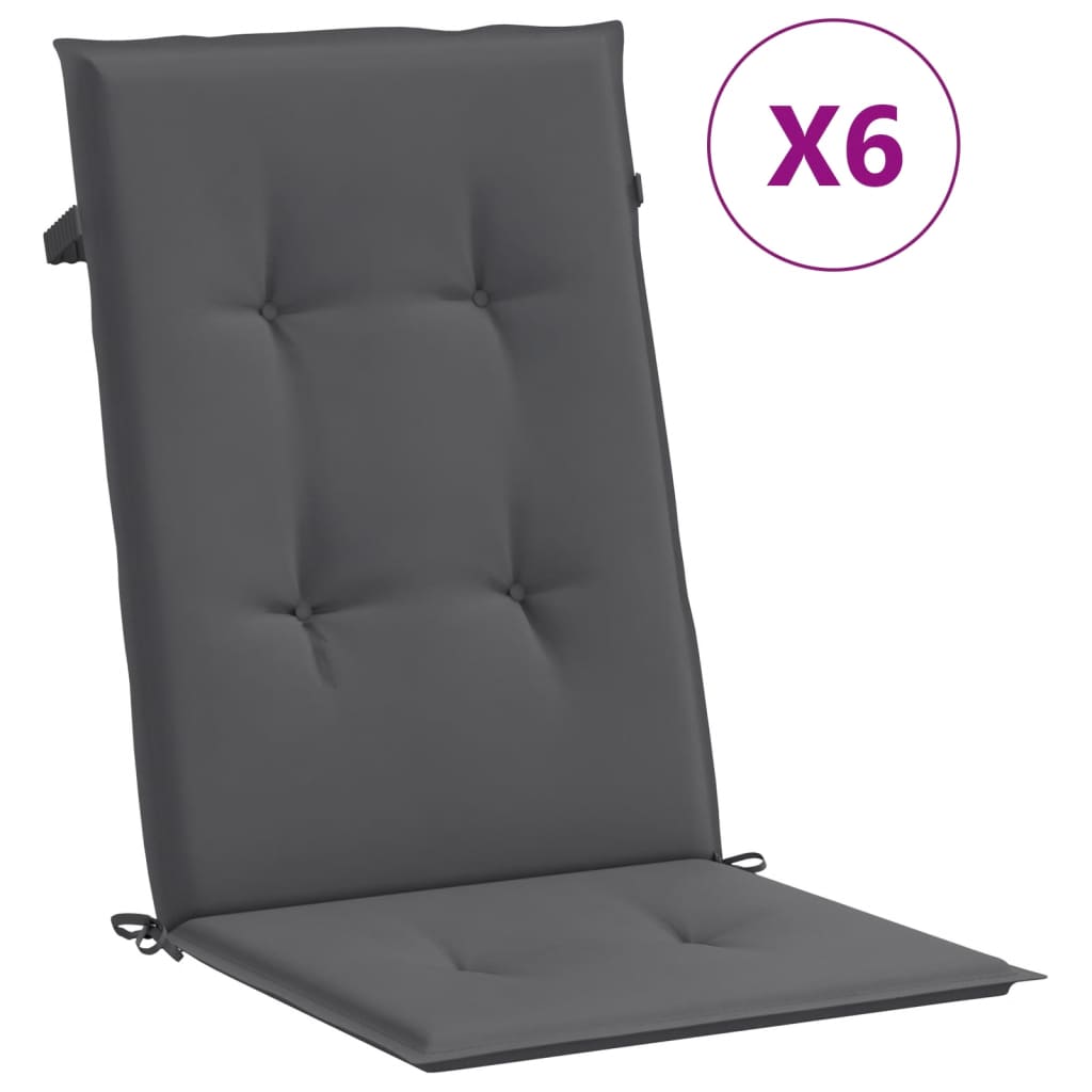 vidaXL Garden Chair Cushions 6 pcs Anthracite 47.2x19.7x1.2