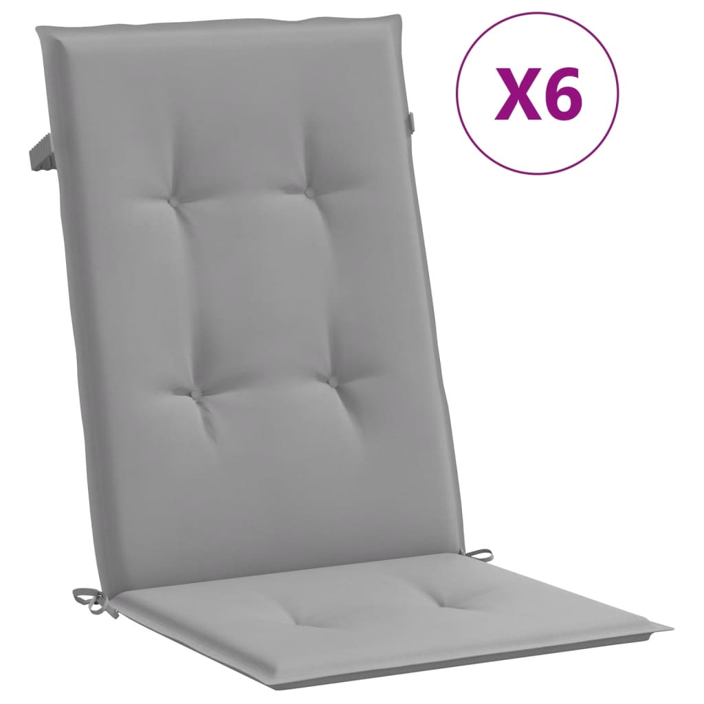 vidaXL Garden Chair Cushions 6 pcs Gray 47.2x19.7x1.2