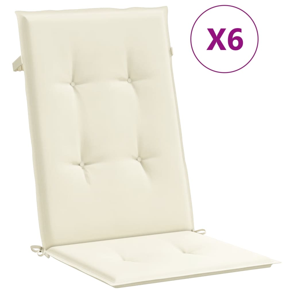 vidaXL Garden Chair Cushions 6 pcs Cream 47.2x19.7x1.2