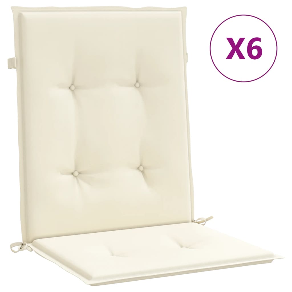 vidaXL Garden Chair Cushions 6 pcs Cream 39.4x19.7x1.2