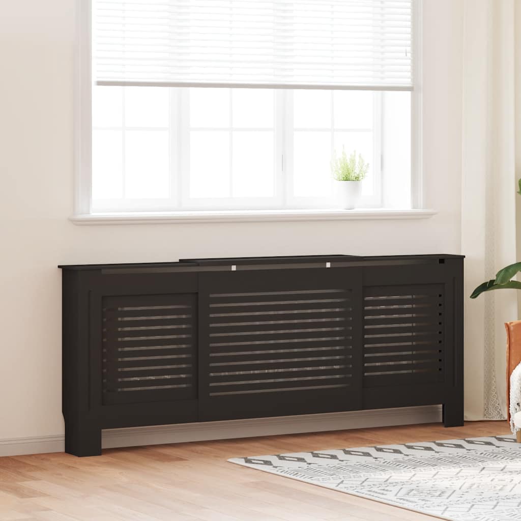 vidaXL MDF Radiator Cover Black 205 cm