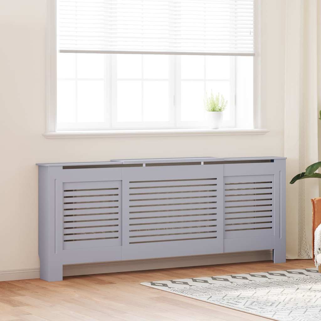 vidaXL Cache-radiateur MDF Gris 205 cm