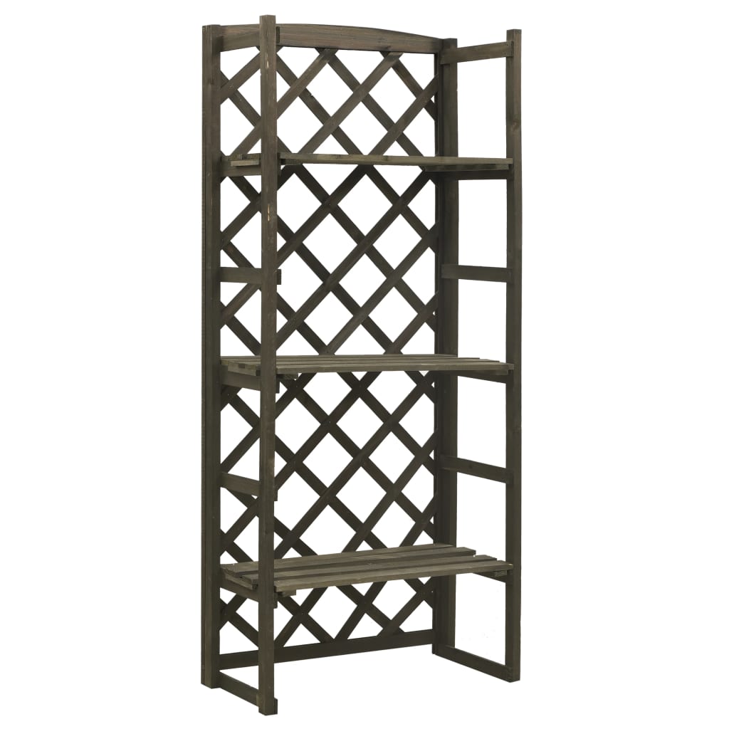 vidaXL Plant Stand with Trellis Gray 23.6''x11.8''x55.1'' Solid Firwood