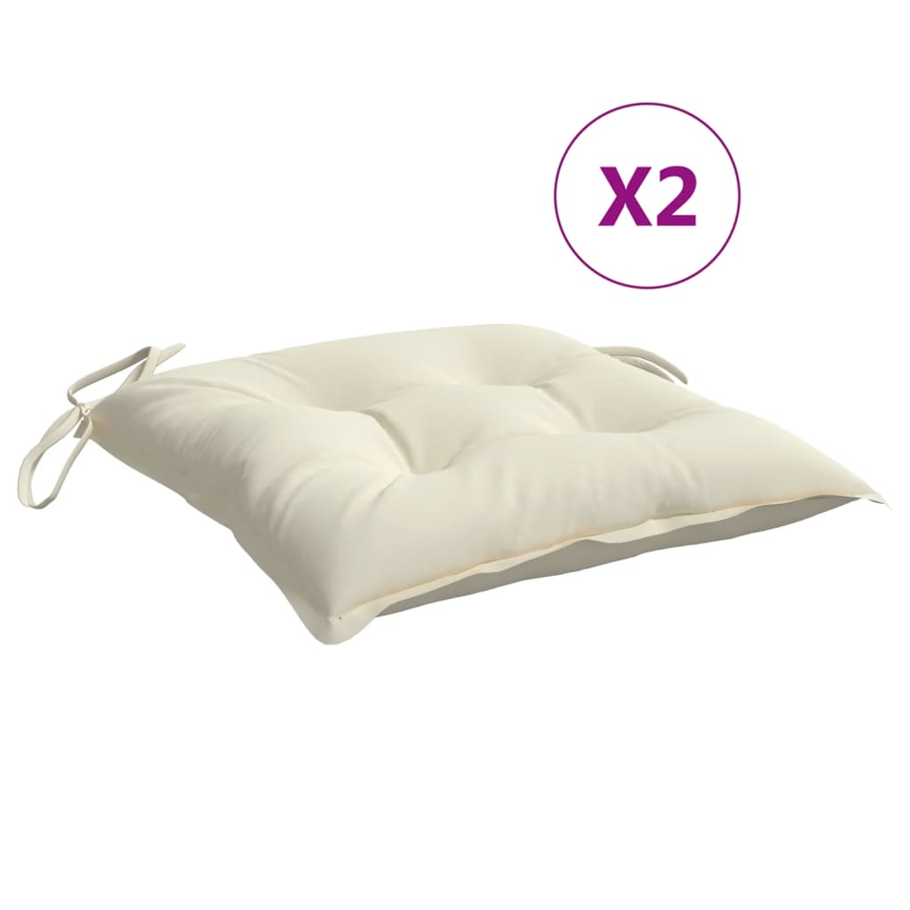 vidaXL Chair Cushions 2 pcs Cream White 15.7x15.7x2.8 Fabric
