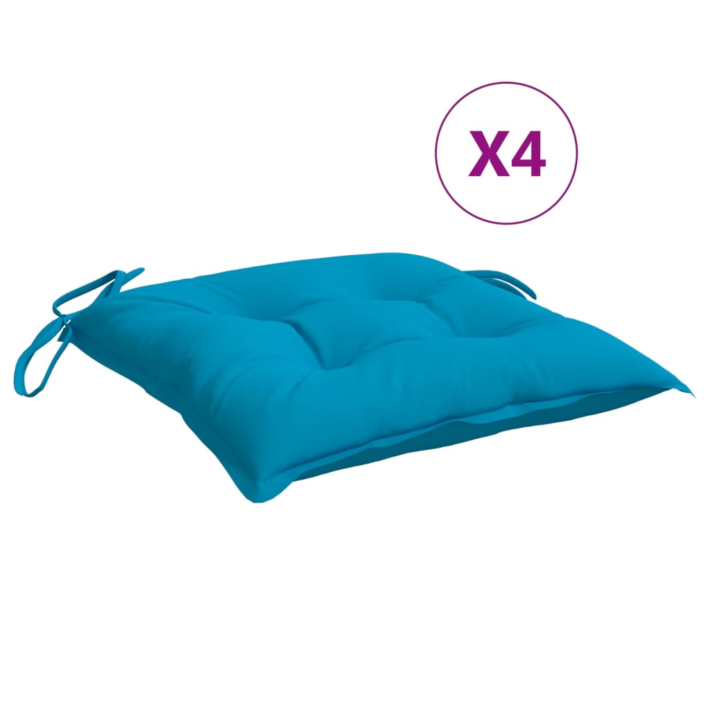 vidaXL Chair Cushions 4 pcs Light Blue 15.7x15.7x2.8 Fabric