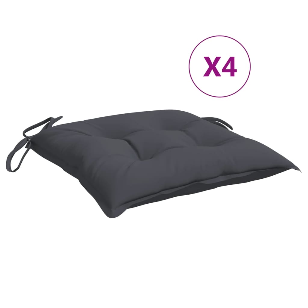 vidaXL Chair Cushions 4 pcs Anthracite 19.7''x19.7''x2.8'' Fabric