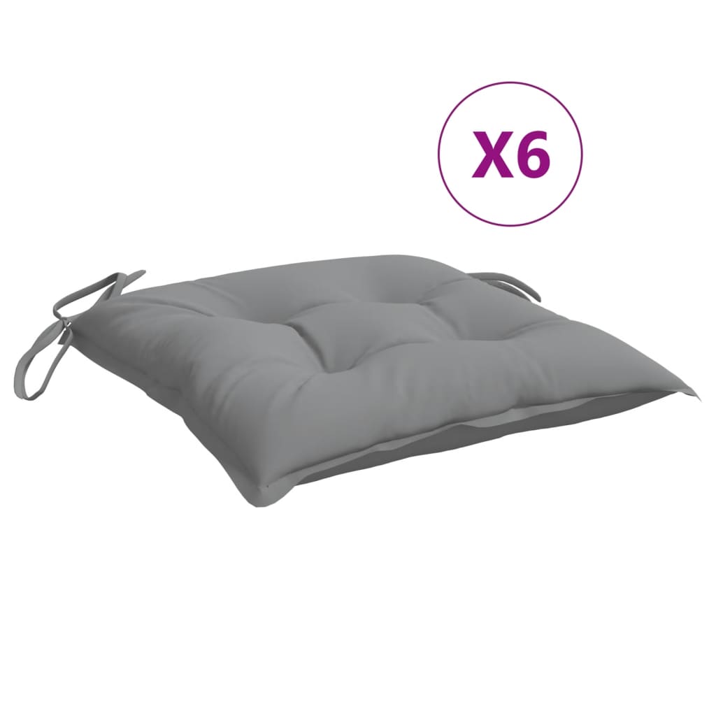 vidaXL Chair Cushions 6 pcs Gray 19.7x19.7x2.8 Fabric