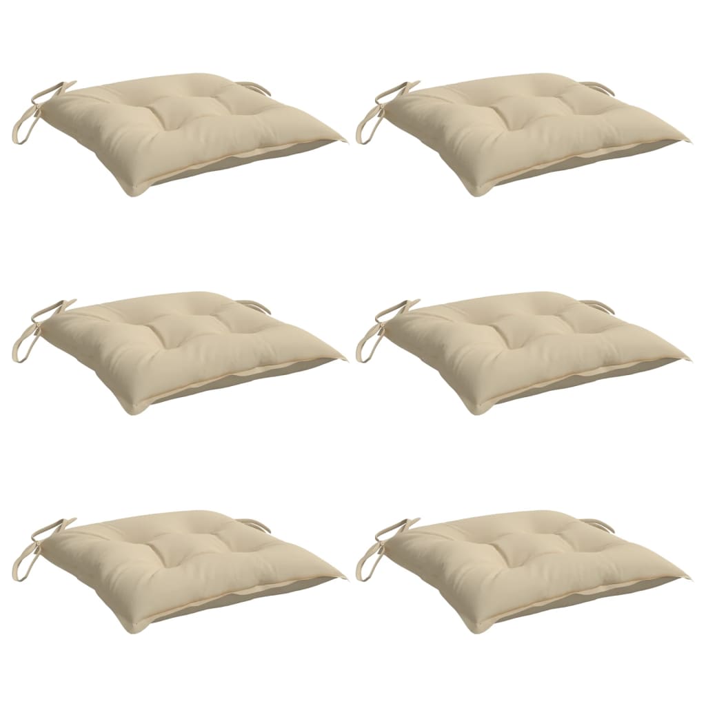 vidaXL Chair Cushions 6 pcs Beige 19.7''x19.7''x2.8'' Fabric