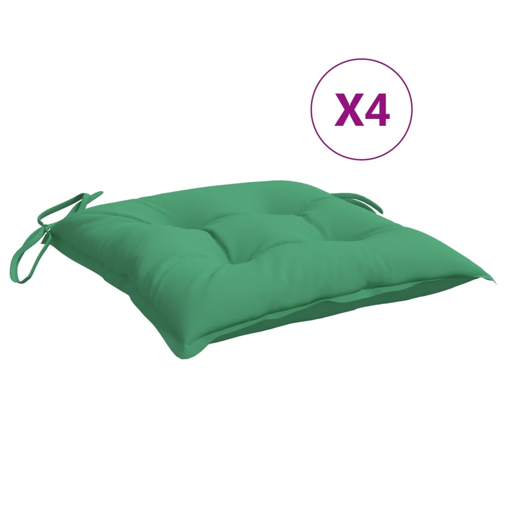 vidaXL Chair Cushions 4 pcs Green 19.7''x19.7''x2.8'' Fabric