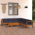 vidaXL 8 Piece Patio Lounge Set with Dark Gray Cushions Acacia Wood