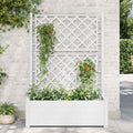 vidaXL Garden Planter with Trellis 39.4x16.9x55.9 PP White