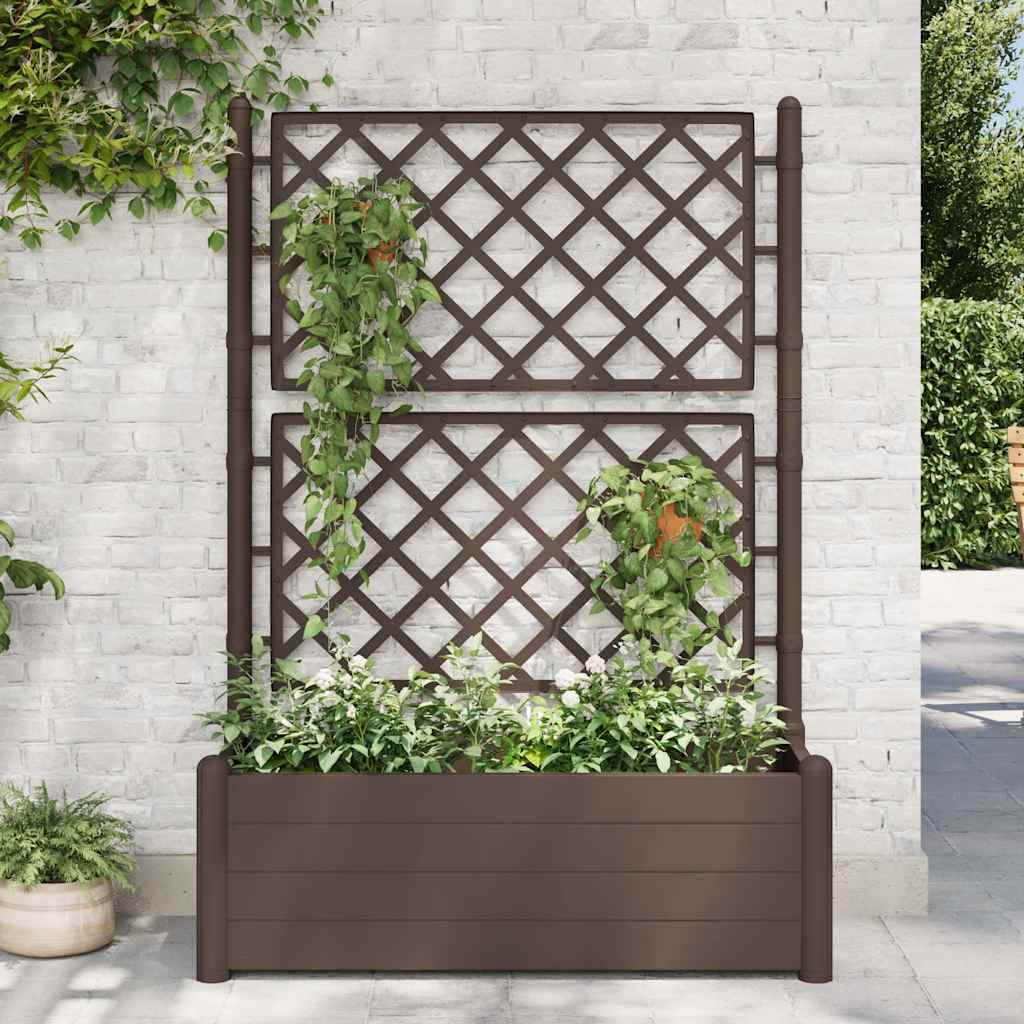 vidaXL Garden Planter with Trellis 39.4x16.9x55.9 PP Mocha