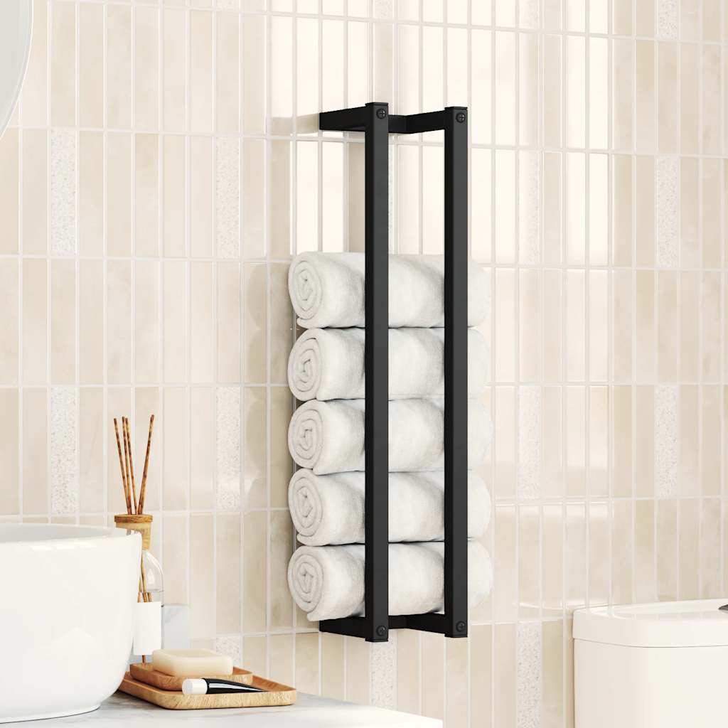 vidaXL Towel Rack Black 5x5x23.6 Iron