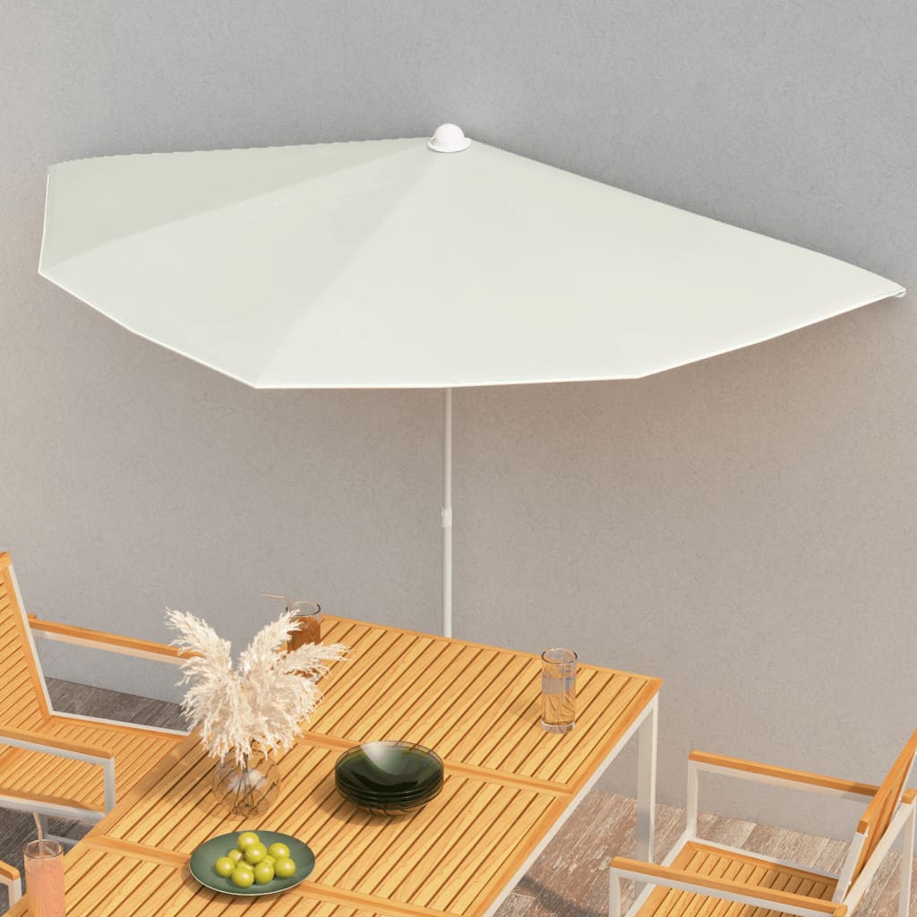 Vidaxl Garden Half Parasol With Pole 70.9'X35.4' Sand
