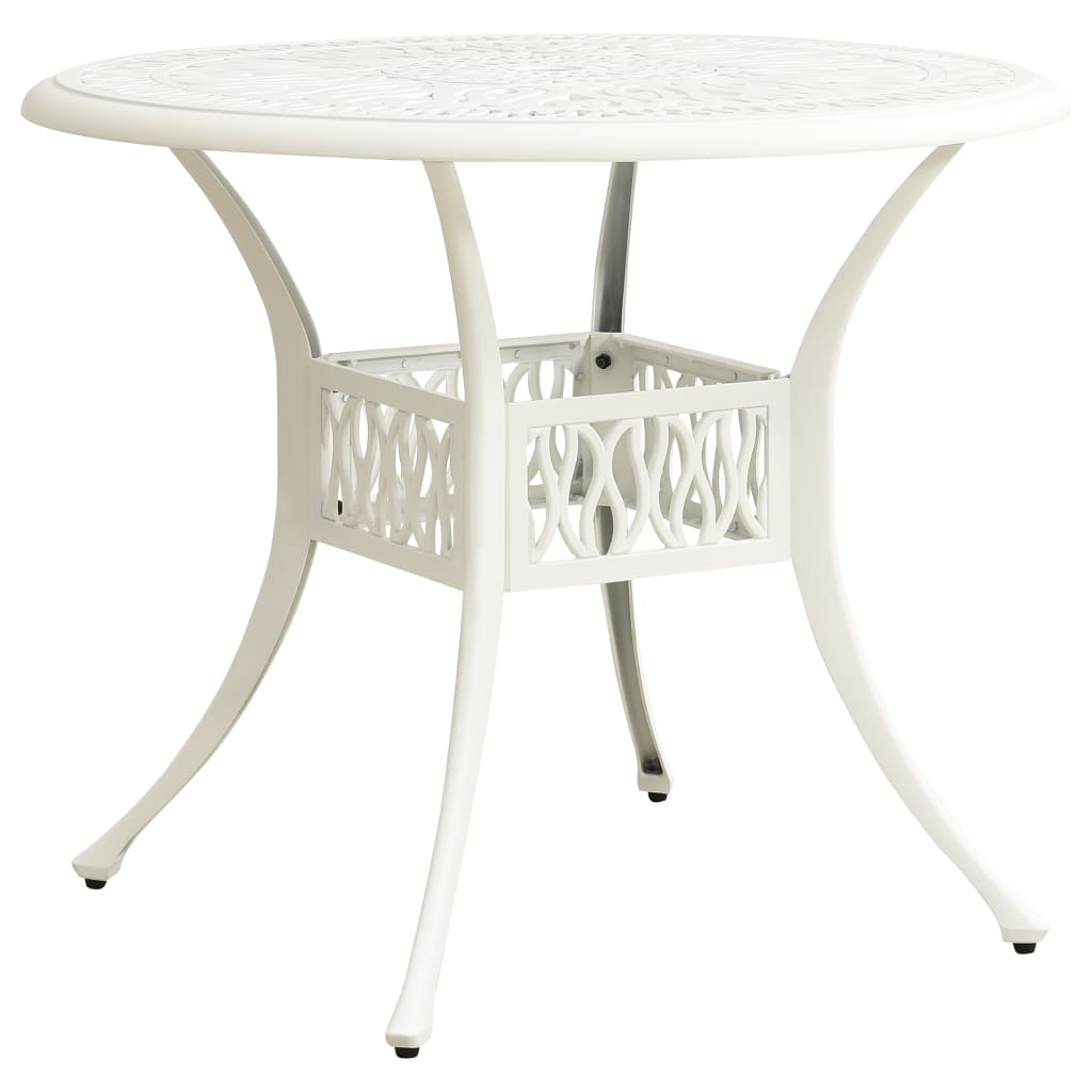 vidaXL Patio Table White 35.4x35.4x29.1 Cast Aluminum