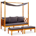 vidaXL Patio Bench with Canopy and Footrests Solid Acacia Wood