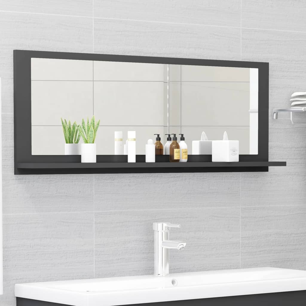 Bathroom Mirror Gray 39.4&quot;X4.1&quot;X14.6&quot; Chipboard