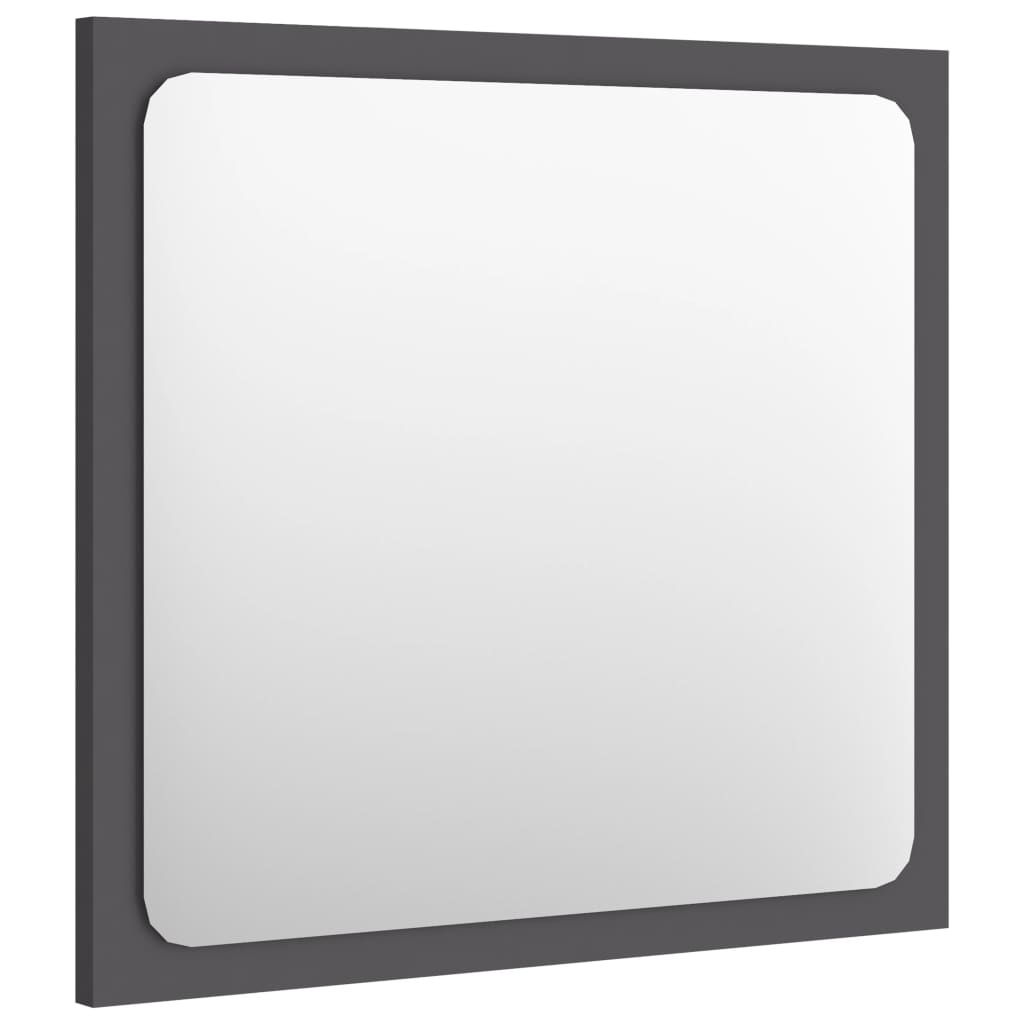 Vidaxl Contemporary Bathroom Mirror - 15.7"X0.6"X14.6" - Engineered Wood/Acrylic - Durable, Easy-To-Clean, Wall-Mounted - Modern, Stylish Design - Gray
