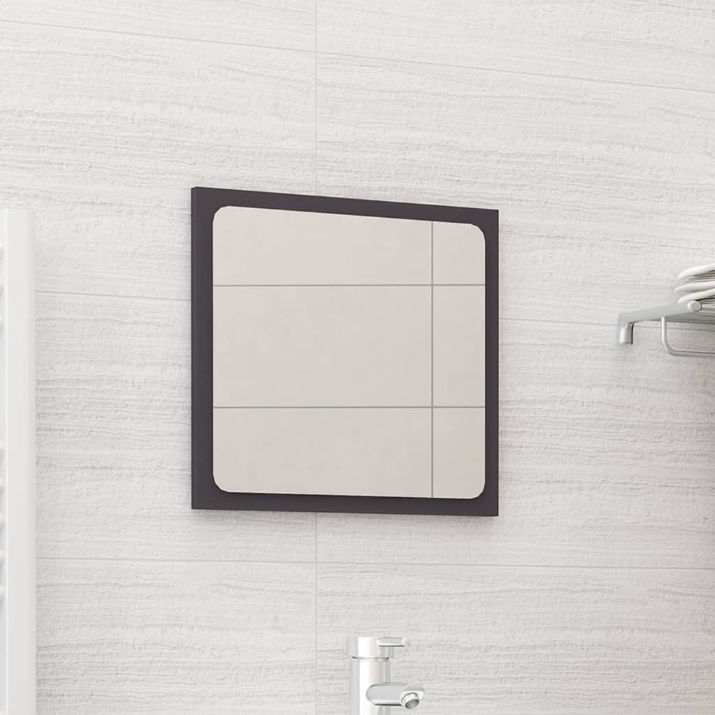Vidaxl Contemporary Bathroom Mirror - 15.7&quot;X0.6&quot;X14.6&quot; - Engineered Wood/Acrylic - Durable, Easy-To-Clean, Wall-Mounted - Modern, Stylish Design - Gray