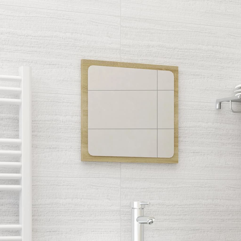 Vidaxl Engineered Wood Bathroom Mirror - Sonoma Oak Finish - Contemporary Style - 15.7"X0.6"X14.6" - Easy Assembly And Care - Elegant & Functional