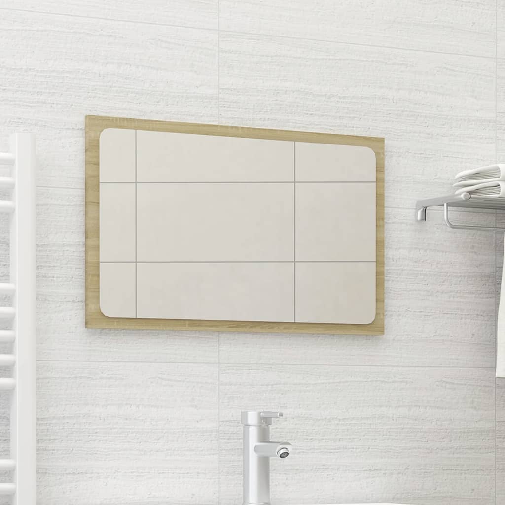 Vidaxl Modern Sonoma Oak Bathroom Mirror, 23.6&quot;X14.6&quot; Engineered Wood And Acrylic Wall Mounted Mirror For Contemporary Styled Bathrooms
