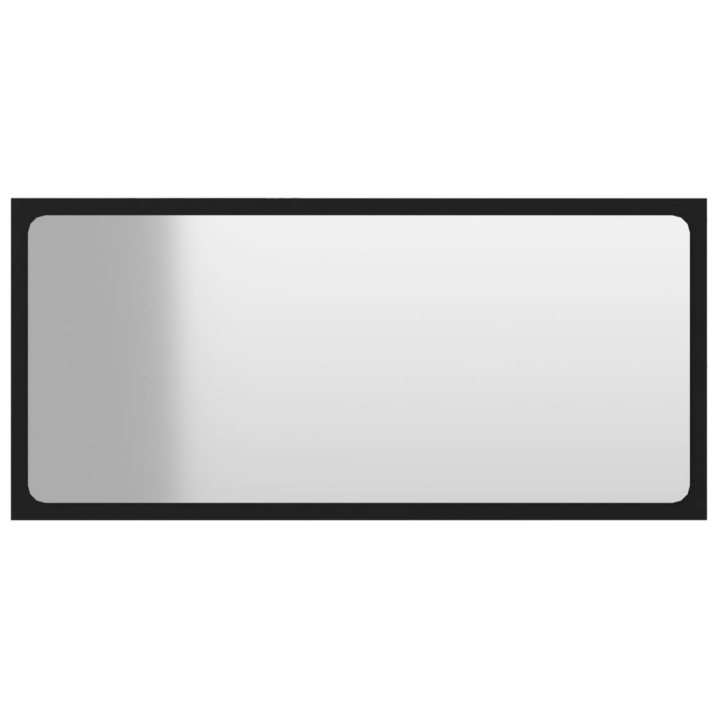 Vidaxl Bathroom Wall Mirror In Black - Modern Design, Easy To Clean, Made Of Durable Engineered Wood And Acrylic
