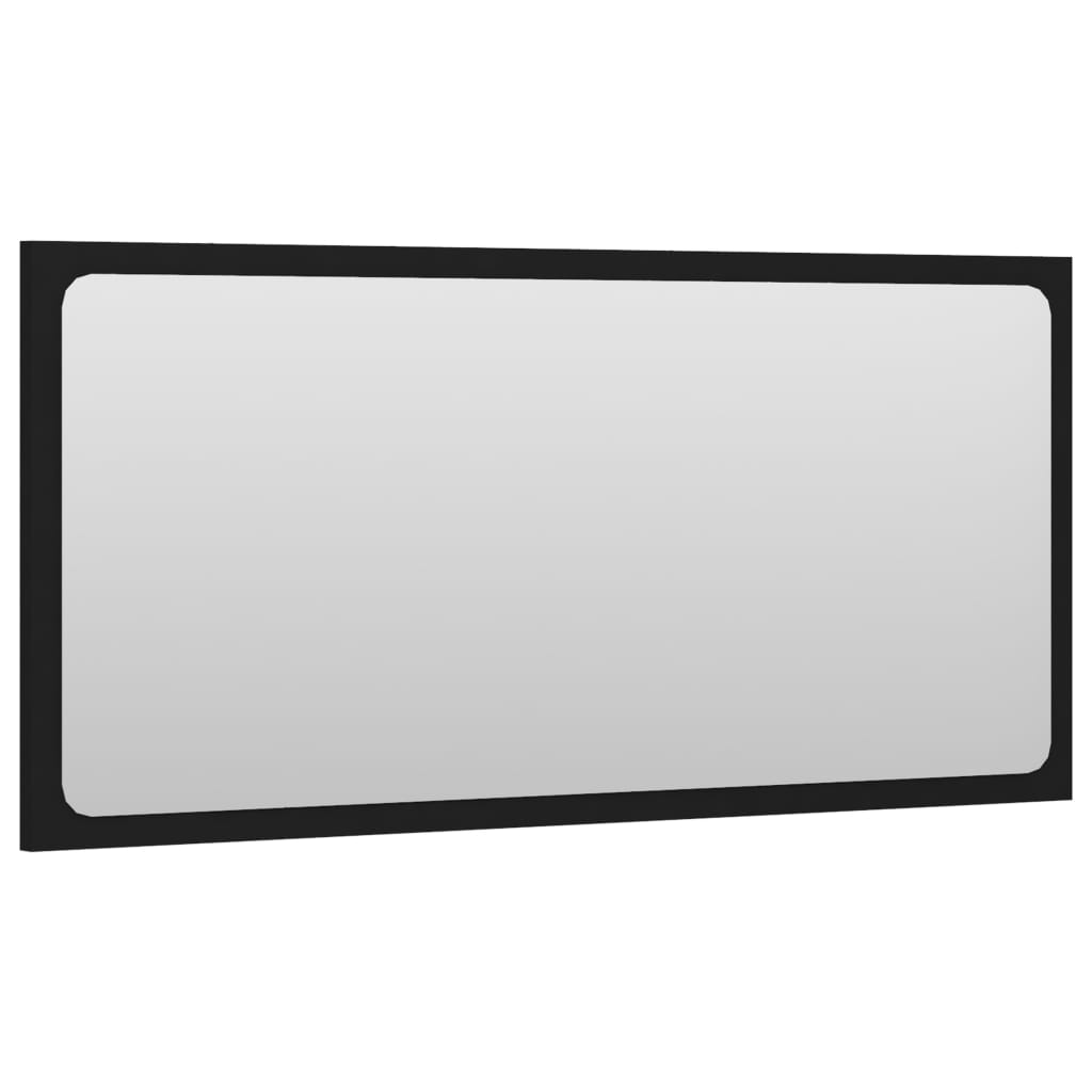 Vidaxl Bathroom Wall Mirror In Black - Modern Design, Easy To Clean, Made Of Durable Engineered Wood And Acrylic