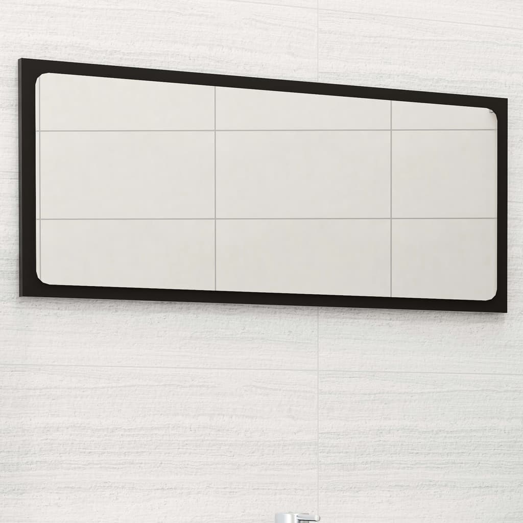 Vidaxl Bathroom Wall Mirror In Black - Modern Design, Easy To Clean, Made Of Durable Engineered Wood And Acrylic