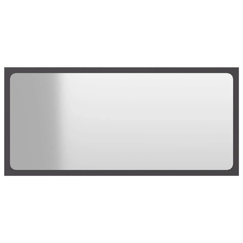 Vidaxl Engineered Wood Bathroom Mirror - Gray, Acrylic - Modern Aesthetic, Durable, Easy To Clean, Wall Mounted, Assembly Required