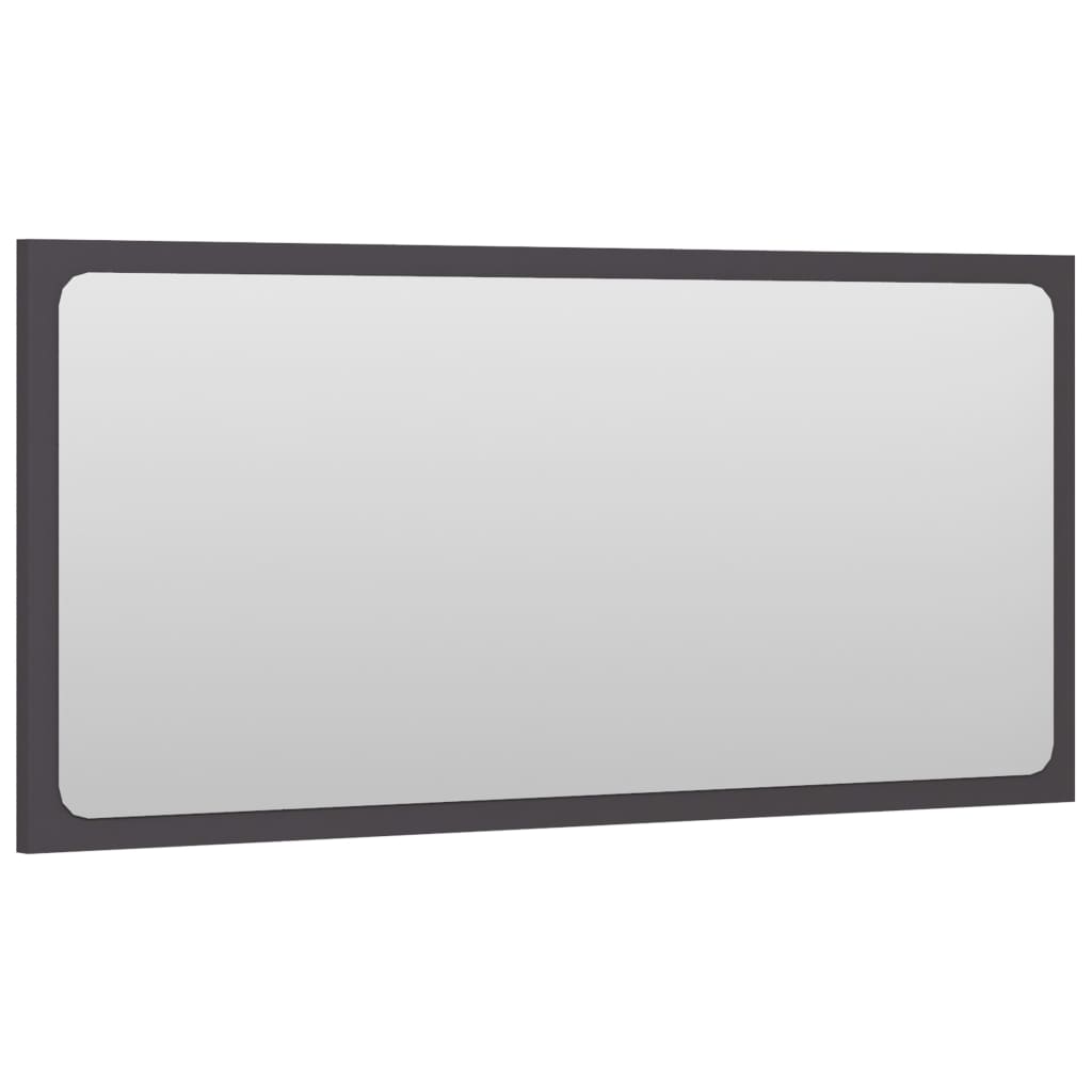 Vidaxl Engineered Wood Bathroom Mirror - Gray, Acrylic - Modern Aesthetic, Durable, Easy To Clean, Wall Mounted, Assembly Required