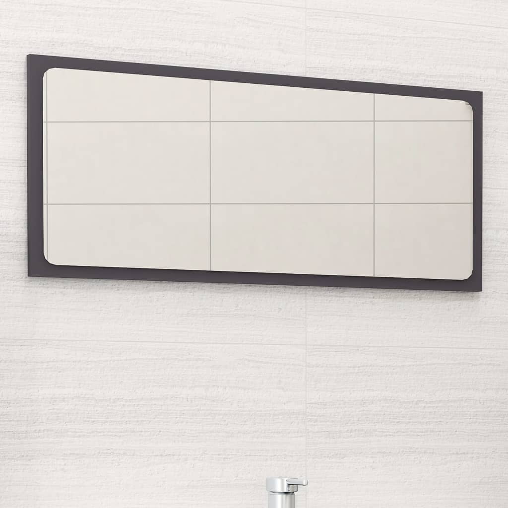 Vidaxl Engineered Wood Bathroom Mirror - Gray, Acrylic - Modern Aesthetic, Durable, Easy To Clean, Wall Mounted, Assembly Required
