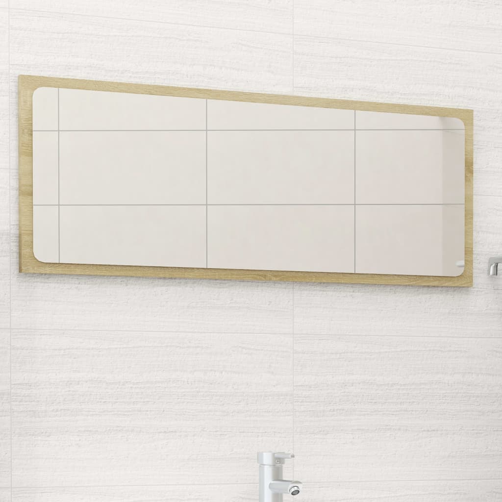 Vidaxl Bathroom Mirror With Contemporary Design, Sonoma Oak Finish, Made Of Engineally Provide A Unique Environment To Display Your Decor.