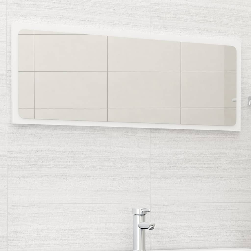 Vidaxl Modern Bathroom Mirror/Engineered Wood Acrylic/Wall-Mountable Contemporary Design/White 39.4&quot;X0.6&quot;X14.6&quot;