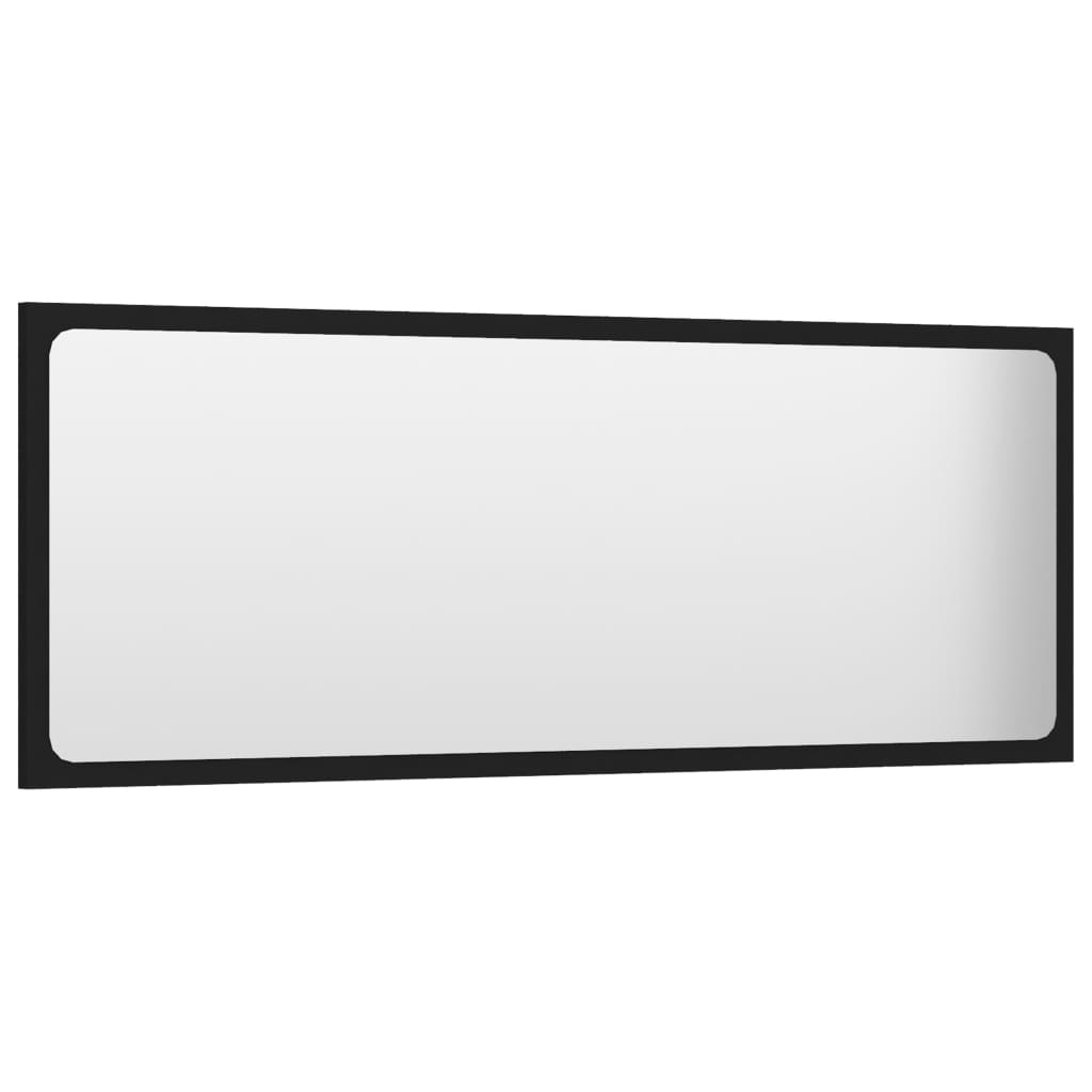 Vidaxl Bathroom Mirror 39.4&quot;X0.6&quot;X14.6&quot; In Black | Modern Style Wall Decorative Mirror | Sturdy Engineered Wood And Acrylic Material