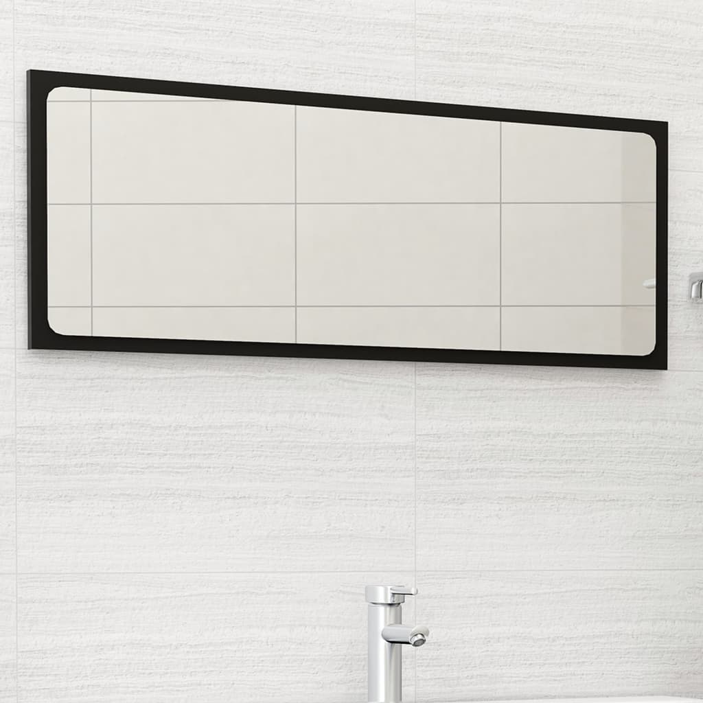 Vidaxl Bathroom Mirror 39.4&quot;X0.6&quot;X14.6&quot; In Black | Modern Style Wall Decorative Mirror | Sturdy Engineered Wood And Acrylic Material